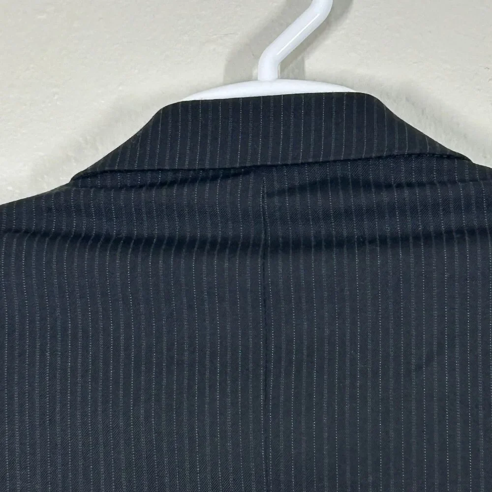 J Ferrar Sport Coat Mens 46 Regular Charcoal Pinstripe 3 Button Wool Tailored